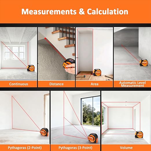 3-in-1 Laser Tape Measure, 197ft Laser Distance Meter, 16ft Digital Tape Measure - Image 4