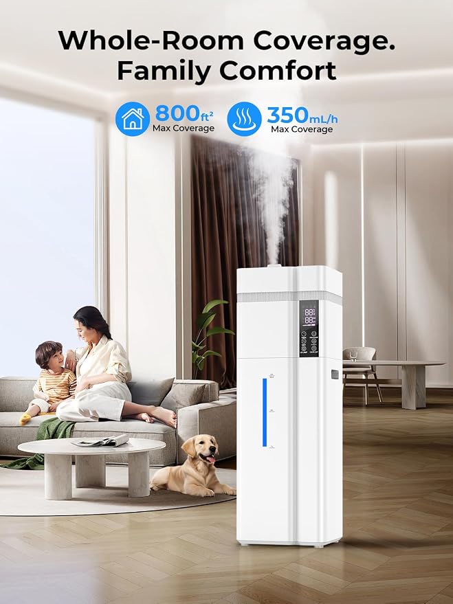 13L/3.43Gal Humidifier Large Room, 800ft² Coverage, 100H Runtime, Auto Humidity Control, Top Fill, Humidifiers for Bedroom, 35dB Quiet, Sleep Mode, Aroma Diffuser, 24H Timer, Auto Shut-off Protection - Image 2