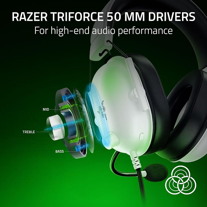Razer BlackShark V2 X Wired Xbox Gaming Headset, White | 50mm Drivers, Cardioid Mic, Lightweight, Comfortable Noise Isolating Earcups, For Xbox Series X, Series S, PS5, PC, Switch - Image 2
