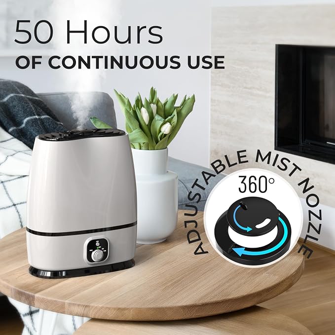 Everlasting Comfort 6L Humidifiers for Bedroom, Quiet 50HR Runtime No-Filter Supersized Cool Mist Humidifier Large Room for Whole House, Plants, Baby Nursery, Allergies, Dry Skin, Congestion, Indoor - Image 5