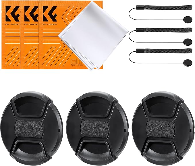 K&F Concept 37mm 9-in-1 Center Pinch Lens Cap + Anti-Loss Keeper Leash + by KFCONCEPT