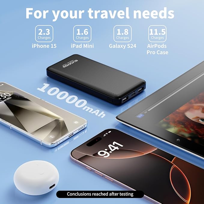 2 Pack Portable Charger, Slimmer 10000mAh Power Bank, USB C in&Out Fast Charging Battery Pack, External Portable Power Bank for iPhone 16 15 14 13 12 Tablet Headphones Samsung S23 S22 Pixel etc - Image 6