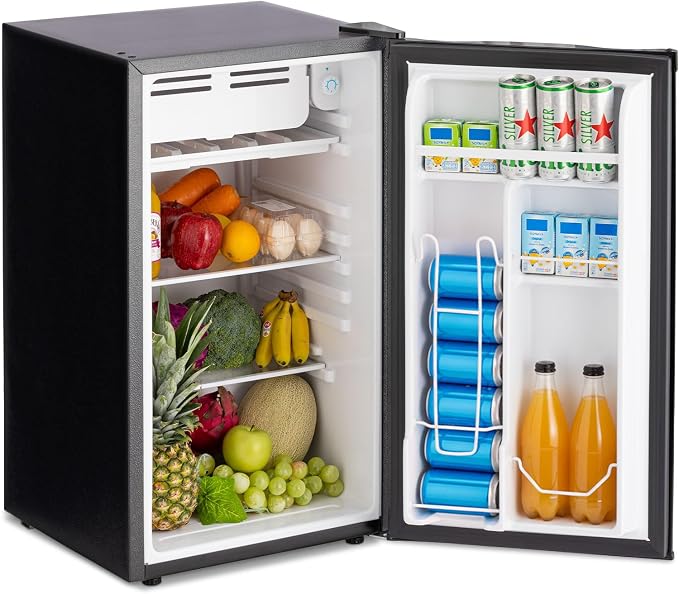 Erivess 3.2 Cu.Ft Mini Fridge with Freezer, Single Door Small Refrigerator with 7 Adjustable Thermostat, Energy Saving, Low Noise, Dorm Fridge for Office, Bedroom, Apartment by Erivess