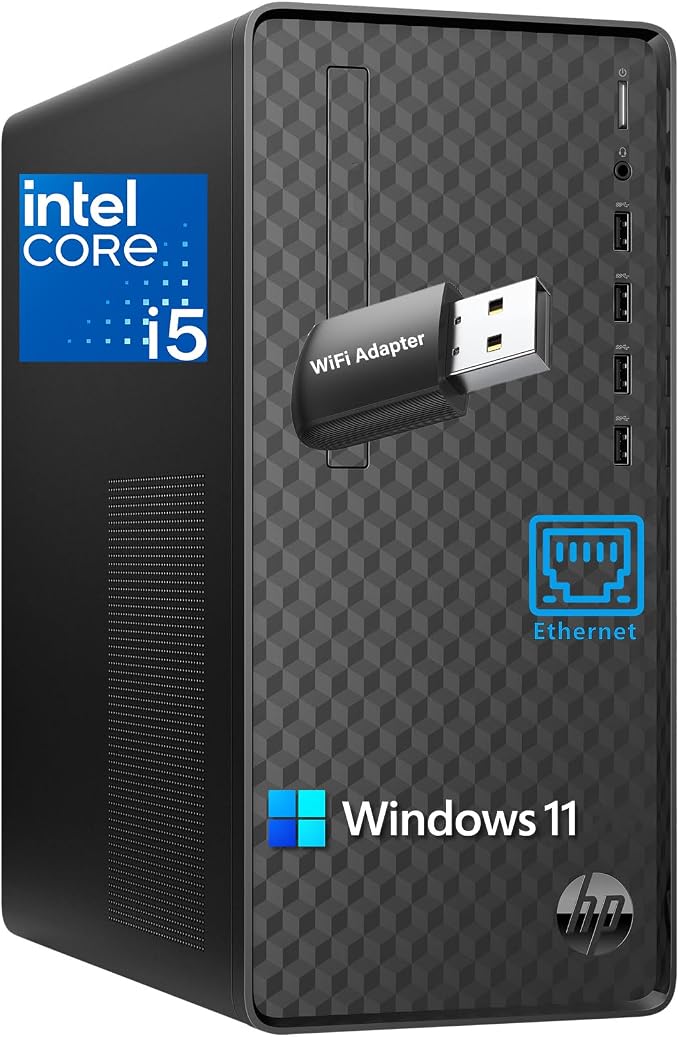 HP Pavilion Desktop Computer, Intel Core i5-10400, 16GB DDR4, 512GB SSD | Compact Design Desktop Computer for Business Daily use, Wired Keyboard & Mouse, Triple Display Supported, Windows 11 Home by HP