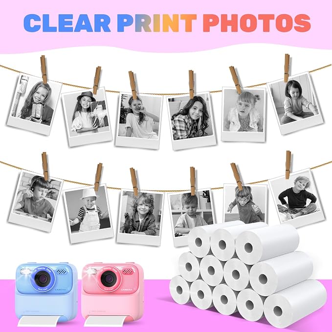 Mgaolo 12 Rolls Kids Instant Camera Print Refill Paper- Photo Printer Thermal - Image 5