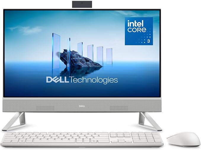Dell 23.8" All-in-One Desktop, FHD, Intel Core 3 100U, Windows 11 Home | Intel Graphics, 512GB SSD, 8GB, Wi‑Fi 6E, Bluetooth, Keyboard & Mouse, Dolby Atmos Speakers, EC24250 by Dell