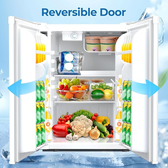 Electactic 2.56 Cu.ft Compact Refrigerator with Reversible Single Door, WHITE - Image 4