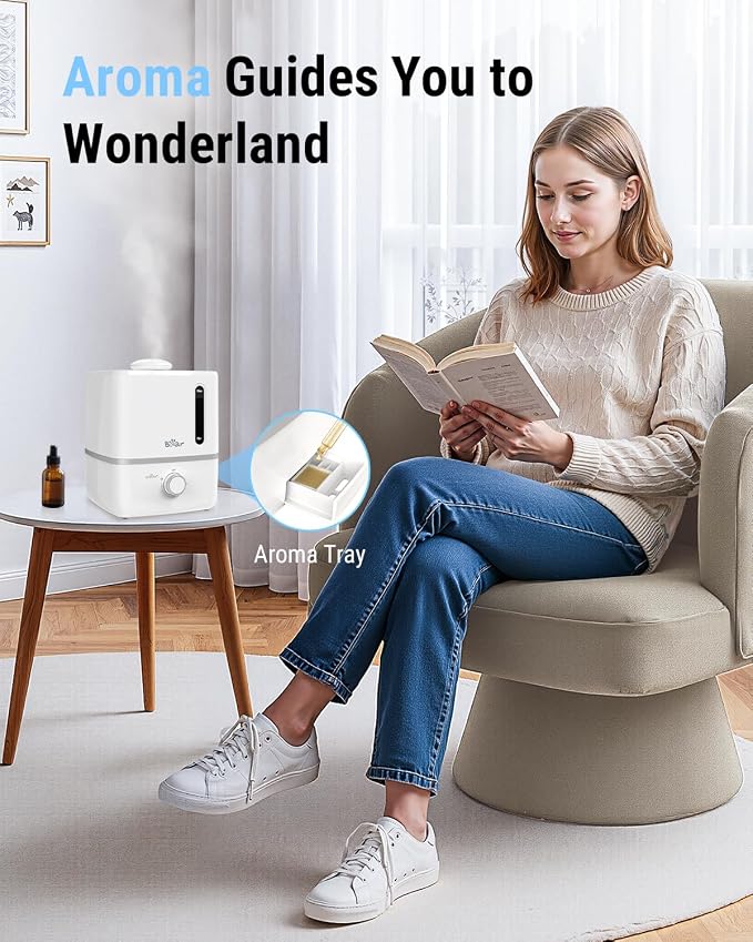 Bear Humidifiers for Bedroom, 2.5L Cool Mist Humidifiers and Oil Diffuser, Quiet Rapid humidifiers for Home Whole House, with Adjustable Mist Output and Auto Shut-off, White - Image 3