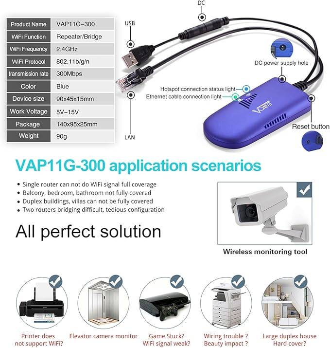 VONETS Industrial Mini 2.4GHz WiFi Bridge/Repeater/Hotspot Extender/WiFi to - Image 2