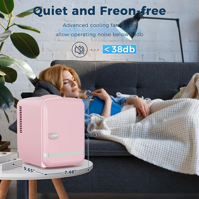 Antarctic Star 4L/6 Cans Compact Refrigerator,Portable Mini Fridge Skin Care,Cooler and Warmer for Bedroom,Car,Office & Dorm, Small Cooler for Cosmetics/Beverage/Food,PINK - Image 6