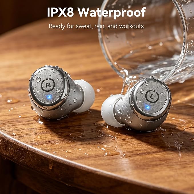 TOZO T10 Wireless Earbuds Powerful Bass Stereo Wireless Charging, APP, IPX8 | Waterproof, 55H Playtime, Ergonomic Design In Ear buds, App Customize EQ, Bluetooth 5.3 Headphones for Work, Travel, Gray - Image 5