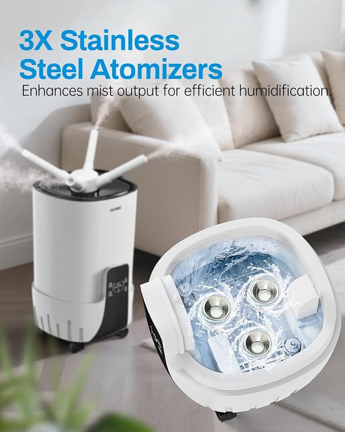Humidifier large room 16L/4.2Gal - AILINKE Whole house Humidifier for Home 2000 sq.ft. with 3 Atomizers, Ultrasonic Cool Mist Humidifiers for Bedroom with Extension Tube, White - Image 4