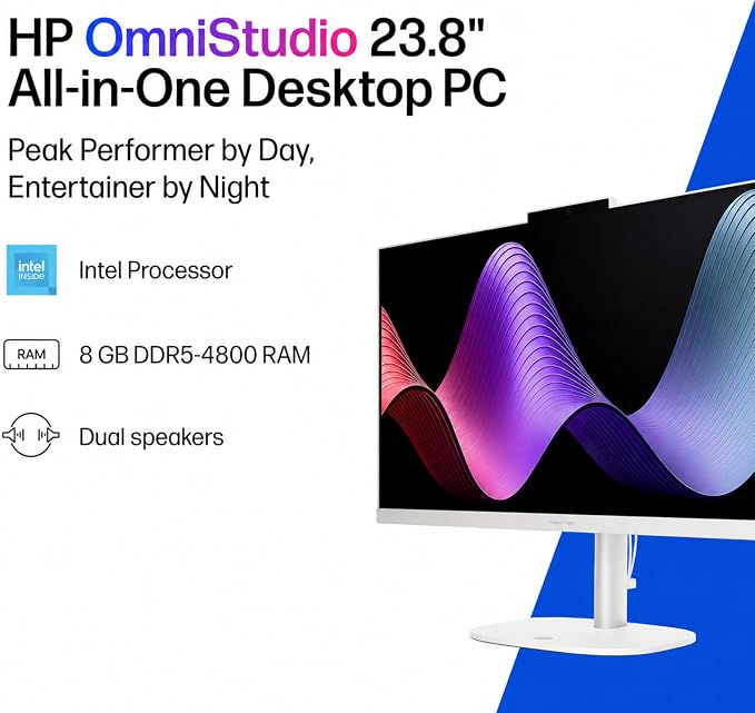 HP 24“ OmniStudio All-in-One Desktop Computer, 8GB DDR5 RAM, 128GB UFS | Full HD Ultra-thin Screen, Intel Quad-Cores, WiFi6, Keyboard & Mouse, Windows 11, Built for home. Ready for everyone. - Image 2