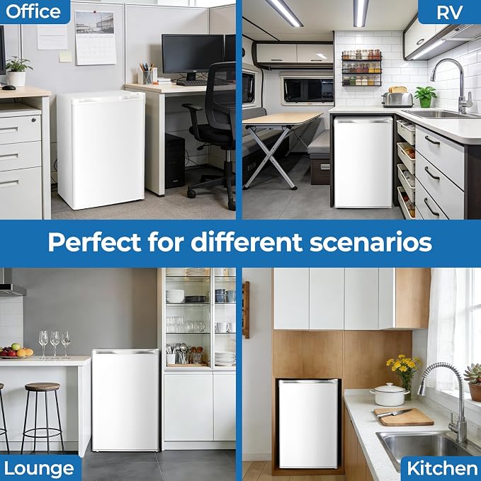 Electactic 4.5 Cu.ft Mini Fridge with Freezer, Compact Refrigerator with Reversible Single Door, Adjustable Thermostat, Low Noise, Energy Efficient for Office, Dorm, Bedroom, Apartment White - Image 7