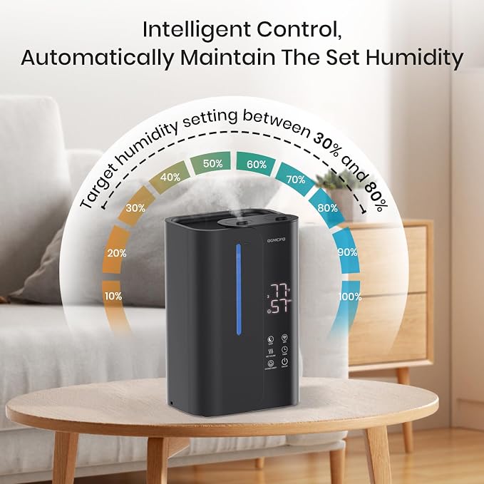 5L Cool Mist Humidifiers for Bedroom Large Room, Top Fill Ultrasonic Smart Air Humidifier for Baby & Plants with Essential Oil Diffuser, 50H Runtime 28 dB Quiet Baby Humidifier - Image 2