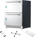 Albott 24 Inch Under Counter Drawer Fridge, Dual-Zone Beverage Refrigerator | Stainless Steel Design, LED Touch Control, Adjustable Storage, Frost-Free, Low Noise, 34℉-68℉, -0.4℉ to 32℉ by Albott