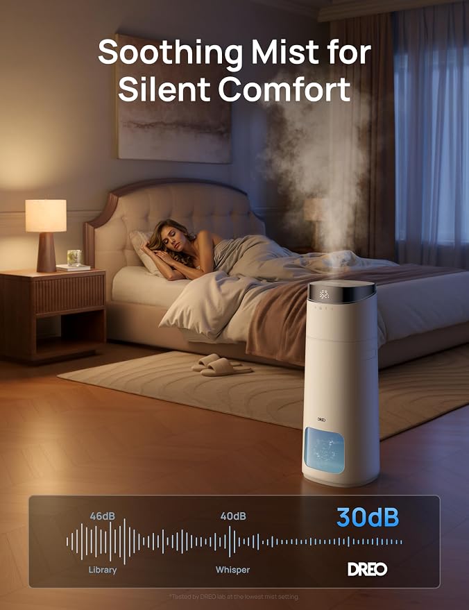 DREO 16L Smart Humidifier Large Room 1000 ft², 130H Cool Mist Air Humidifiers for Bedroom Plants Baby, Top Fill, Remote/Touch/Voice & APP Control, Clean Tank Technology, 30dB, RGB Light, HM755S White - Image 6