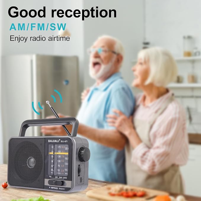Portable AM/FM Transistor Radio with Loud Speaker, Battery or USB Powered - Compact Emergency Radio for Indoor, Outdoor, Travel & Storms (Model BJL-671) - Image 6