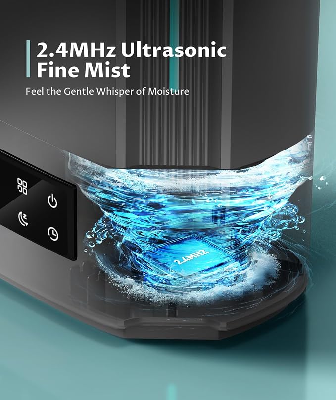BREEZOME 6L Humidifiers for Bedroom Large Room & Essential Oil Diffuser, Ultrasonic Top Fill Cool Mist Humidifiers for Baby, Plants, Nursery Last up to 60 Hours, Smart Humidistat Control, Quiet, White - Image 8