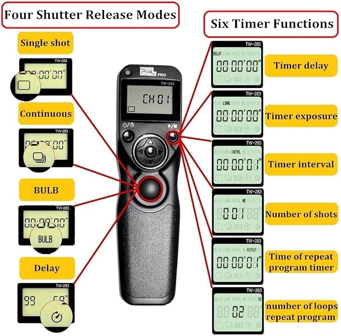 Pixel TW283-UC1 Wireless Remote Trigger Wireless Trigger Wire Trigger Timer - Image 2