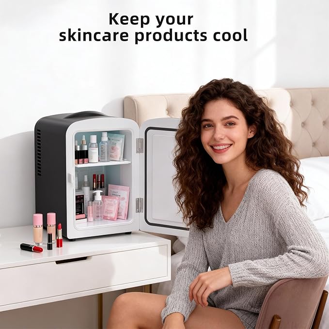 Antarctic Star 4L/6 Can Portable Mini Fridge,Personal Compact Refrigerator,Small Cooler for Food,Drinks or Skin Care, AC/DC for Bedroom, Car, Office & Dorm, Black - Image 5