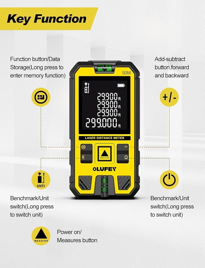 Laser Measure, Laser Distance Meter Device IP54 Portable Digital Measure Tool - Image 2
