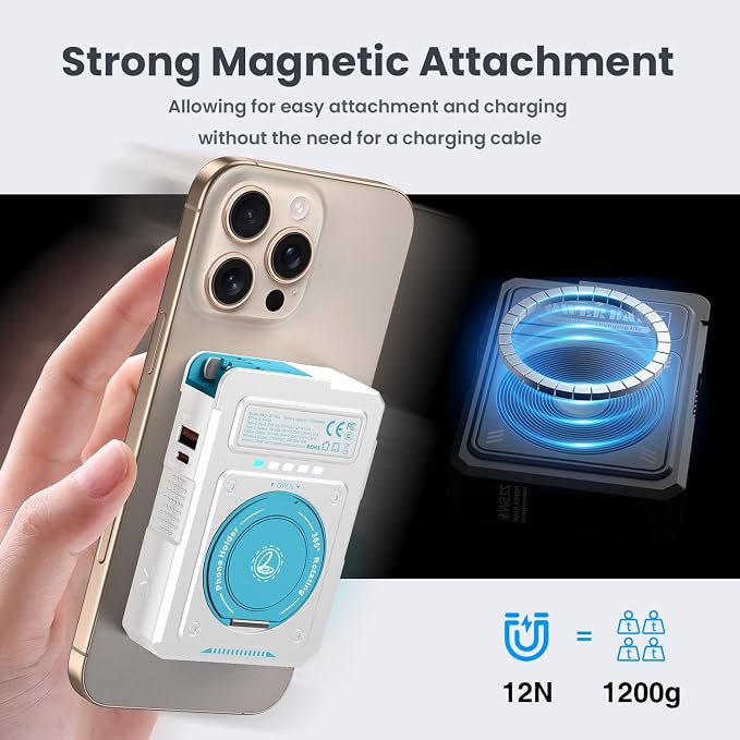 ummz for Magsafe Battery Pack 10000mAh,5-in-1 Magnetic Portable Charger with Wall Plug, Wireless Power Bank for Apple Watch,22.5W Fast Charging PowerBank for iPhone 17 Pro Max/16/15/14/13/12 Mini - Image 5