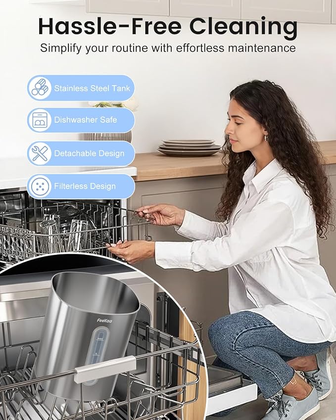 Feekaa Stainless Steel Humidifier Dishwasher Safe, 4L/1Gal Cool Mist Humidifiers for Bedroom, Easy Clean Humidifier Large Room, Humidifiers for Baby Nursery Living Room Office Plant, Black - Image 2