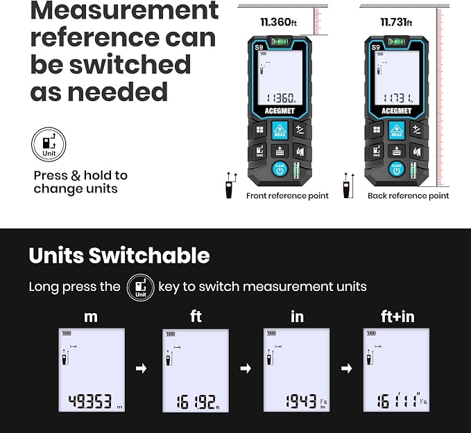 ACEGMET Laser Measure, 393ft/120m Laser Measurement Tool, Laser Measuring Tool - Image 4