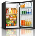 Seaoola Mini Fridge with Freezer, Single Door 4.4 Cu.Ft, Compact Mini Refrigerator, LED Light, Adjustable Thermostat, Removable Glass Shelves, Small Refrigerator for Dorm/Office/Bedroom(Black) by Saeoola
