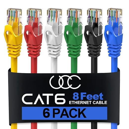Ultra Clarity Cables Cat6 Ethernet Cable, 8 Feet LAN, utp Cat 6, Network Cord by UltraClarityCables