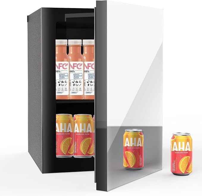 Stopasd Compact Beverage Refrigerator, 0.9 Cu.Ft/24 Can Mini Fridge with Adjustable Shelves & Mirror Door for Drink and Cosmetics,Quiet Compact Countertop Skincare Fridge for Bedroom/Office/Bar by Stopsad