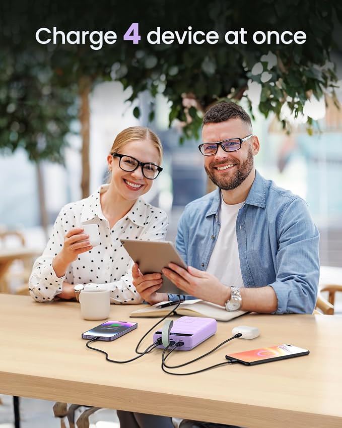 Power Bank Fast Charging 50000mAh - 22.5W Portable Charger USB C Quick Charge with 4 Outputs & 3 Inputs LED Display Huge Capacity External Battery Pack for iPhone, Samsung, iPad etc Purple - Image 5