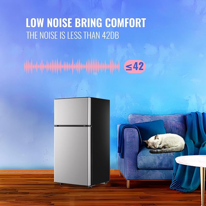2.4 Cu.Ft Small Refrigerator with Freezer Dorm Mini Fridge Removable Plastic Shelves Ideal for Home, Office,Dormitory Silver - Image 7