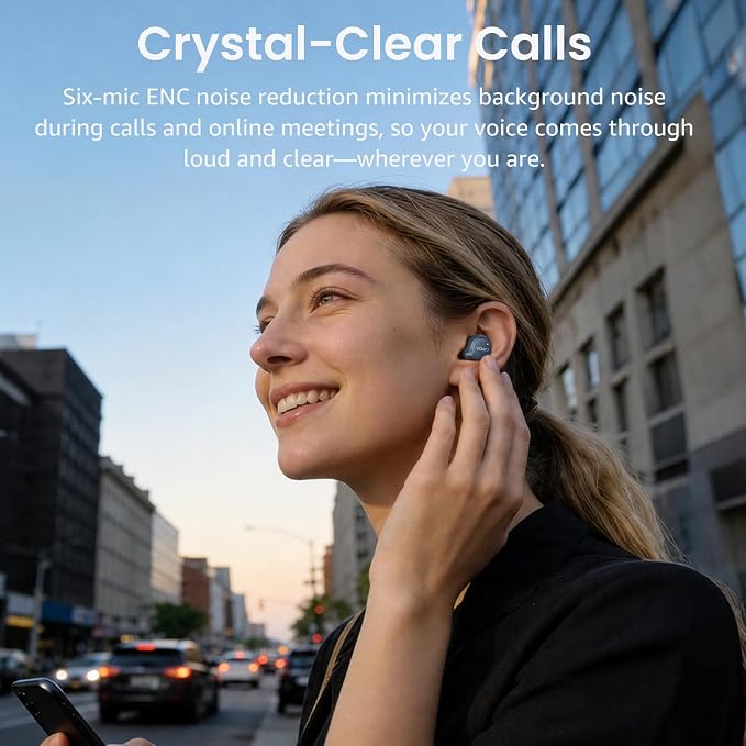 TOZO NC9 Hybrid Active Noise Cancelling Wireless Earbuds, 60H, LED Display | 6 Mic ENC Clear Calls, Deep Bass Sound, IPX8, in Ear Bluetooth 5.3 Headphones,32 EQs via APP, Comfort Fit Ear Buds, Blue - Image 8