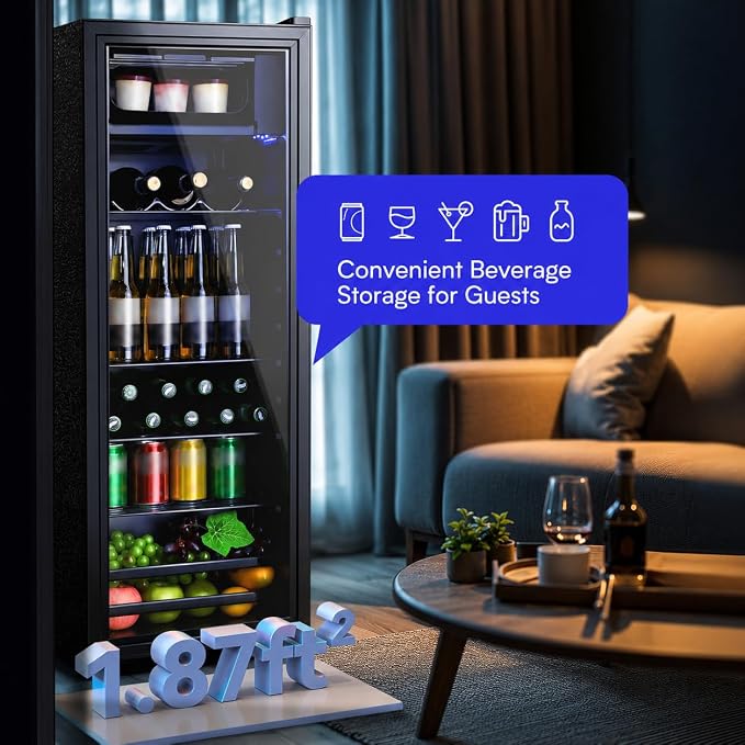 Anypro Beverage Refrigerator Cooler 4.5 Cu.Ft, Mini Fridge with Freeze with Glass Door for Soda Beer or Wine, Small Drink Dispenser Machine for Home Office Bar, 7 Temperatures, Adjustable Shelves - Image 6