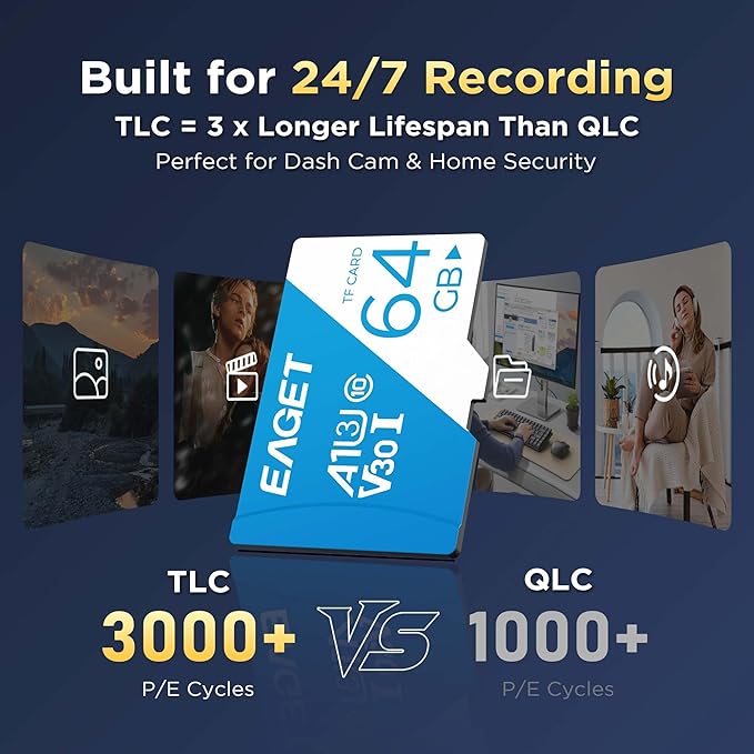 EAGET 3-Pack 64GB TF Memory Card Up to 100MB/s Read 60MB/s Write - Image 5