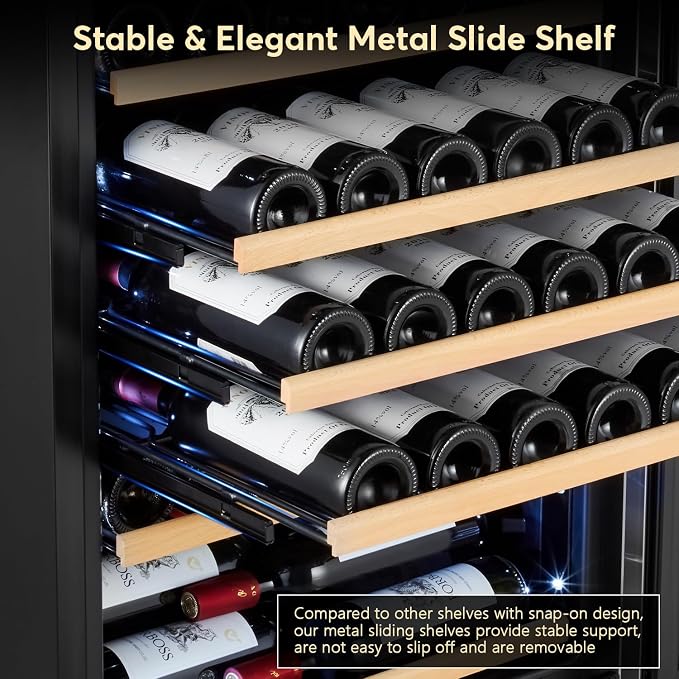 24" Wine Cooler 154-Bottle Compressor Quiet Cool | Fast cooling, low noise, smart temp memory, built-in/freestanding, fan even cooling - Image 7