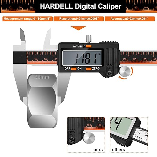 HARDELL Digital Caliper, 6 Inch Stainless Steel Caliper Measuring Tool - Image 2