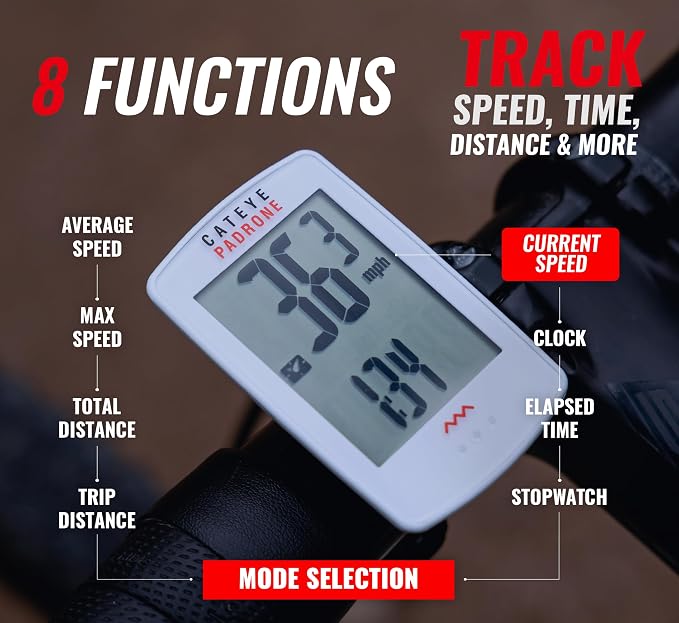 CATEYE Padrone Wireless Bike Computer – Oversized Display Cyclocomputer - Image 4