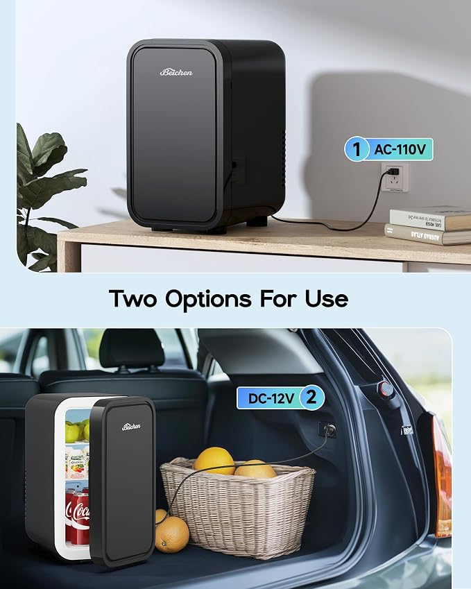 BEICHEN Mini Fridge,6 Liter / 8 Can Small Fridge for Bedroom, Car, Office | Cooler & Warmer for Food, Drinks, Skincare,Energy Saving, Low Noise,110V Ac/12V Dc,Compact & Portable,BLACK ﻿ - Image 5