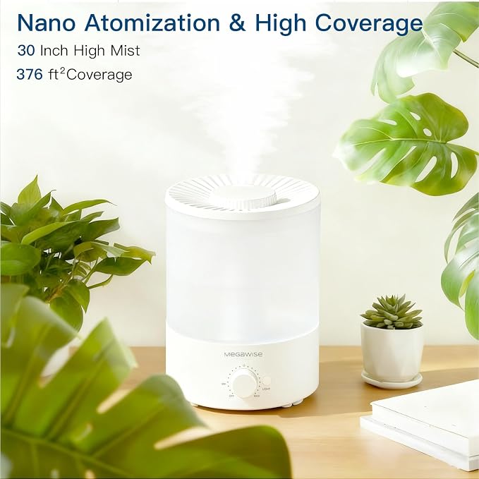 MegaWise Ultrasonic Cool Mist Humidifier | Quiet Operation, Top Fill, Auto Shut-Off | Ideal for Bedroom, Baby Room, and Plants (3.5 L) - Image 6