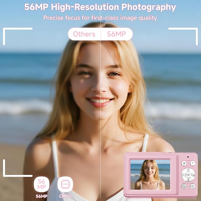 Digital Camera, 56MP 2.7K Dual-Screen Selfie Camera - Image 2