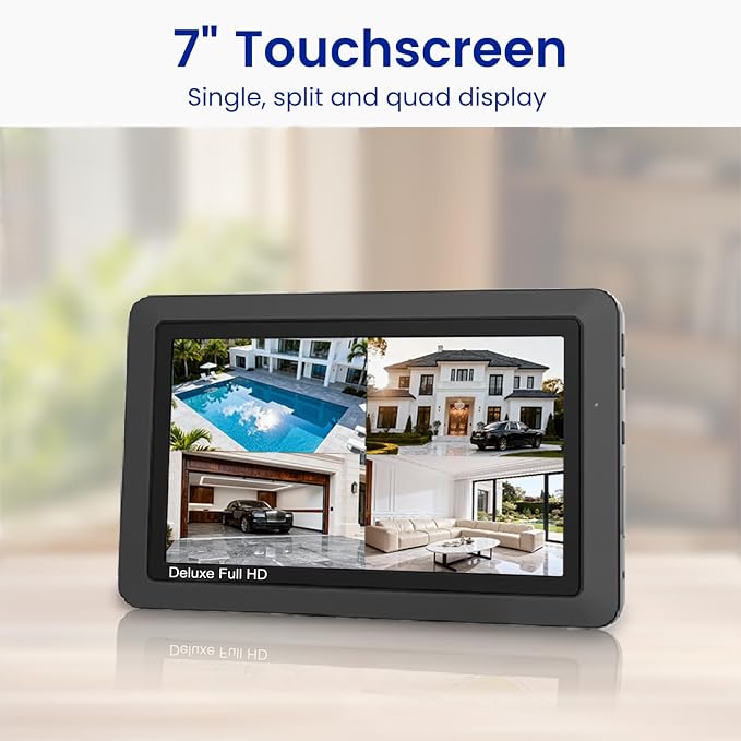 CasaCam Wireless Security Camera System Deluxe | 7" Touchscreen Monitor & 2 - Image 3
