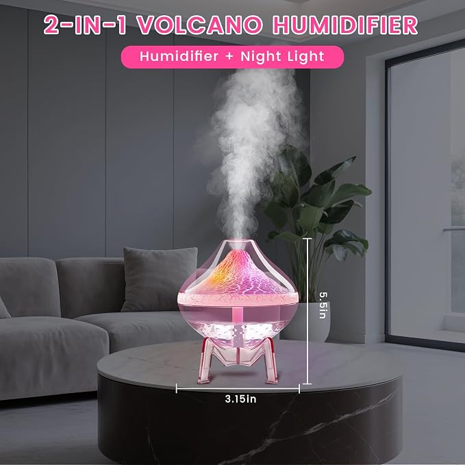 Humidifiers for Bedroom Cool Mist Ultrasonic Small Humidifier with Humidity Sensor Auto Shut Off LED Colorful Gradient Light Mini Humidifier For Plants,Bedroom,Baby Room,Office, Home（Pink) - Image 2
