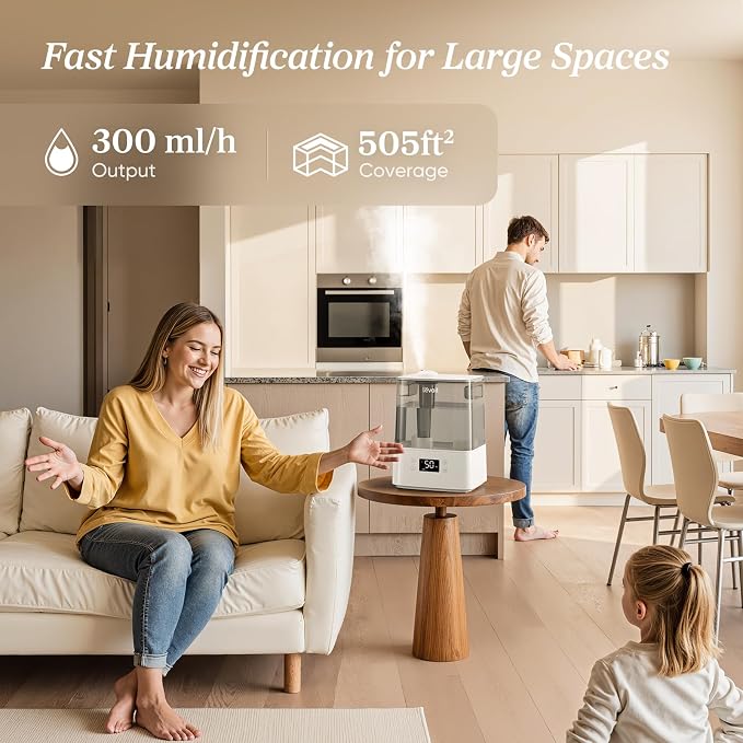 LEVOIT Humidifiers for Bedroom Large Room Home, (6L) Cool Mist Top Fill Essential Oil Diffuser for Baby & Plants, Smart App & Voice Control, Rapid Humidification & Auto Mode - Quiet Sleep Mode, Gray - Image 3