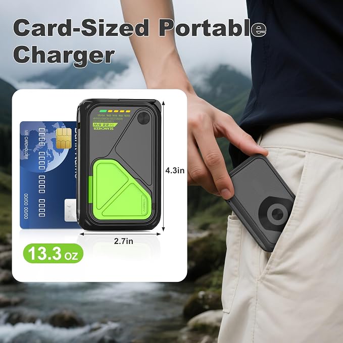 P05 Portable Charger, Magnetic Power Bank, Small Wireless PowerBank, Battery Pack 20000mAh Travel Essentials Fast Charging With Built in Cable, Foldable Wall Plug for iPhone,Samsung,Andriod - Image 5