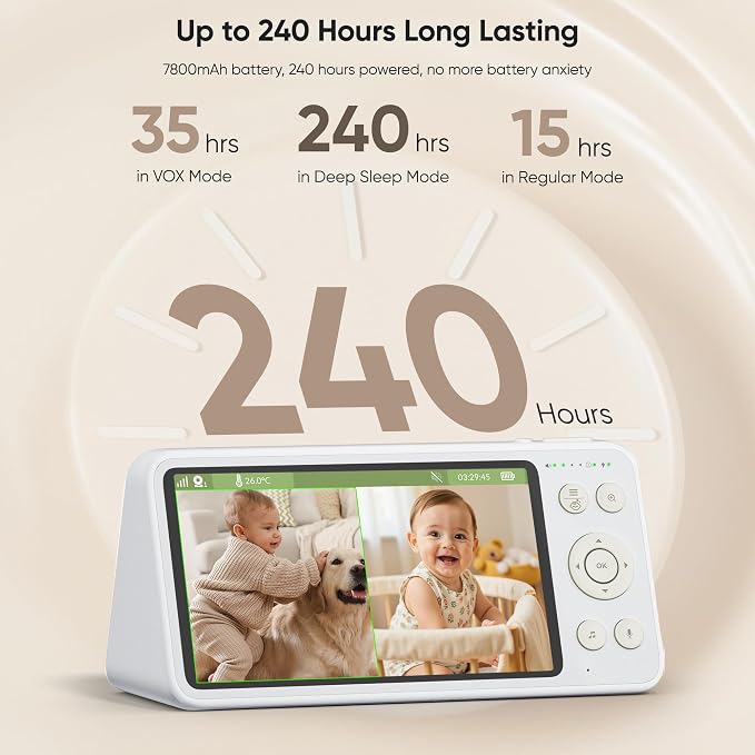 bonoch 2K 5.5" Baby Monitor No WiFi, 1600ft Long Range Video Baby Monitor - Image 3