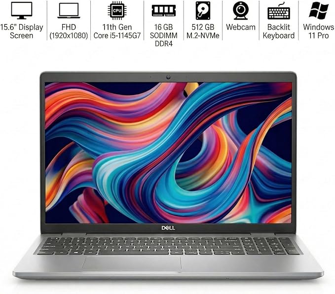 Dell 5520 Latitude Laptop 15.6" FHD Touch Screen (1920 x 1080) Notebook, 11th Gen Intel Core i5-1145G7, 16GB RAM, 512G M.2-NVMe, Thunderbolt, HDMI, Type-C, Webcam, Windows 11 Pro (Renewed) - Image 2