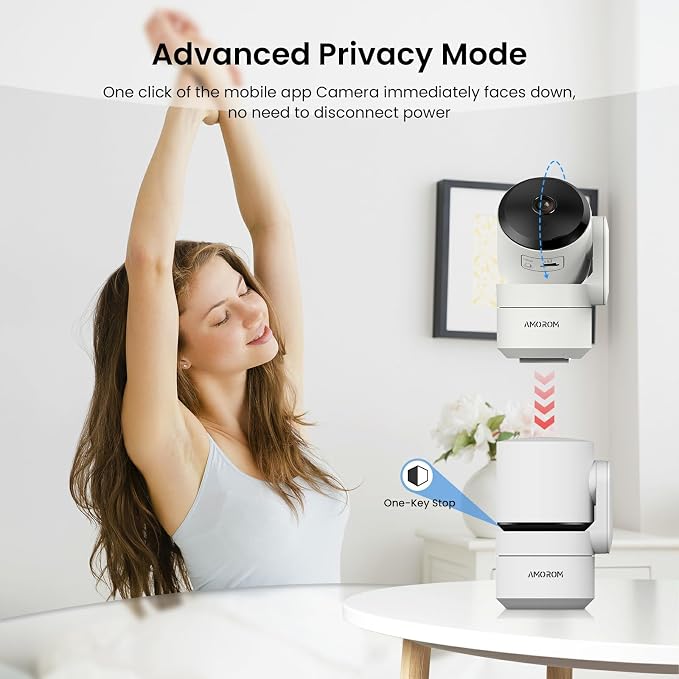AMOROM 2K Pan-Tilt Indoor Security Camera, 360° Pet/Dog Monitoring, Motion - Image 8